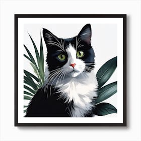 Black Cat With Green Eyes Art Print