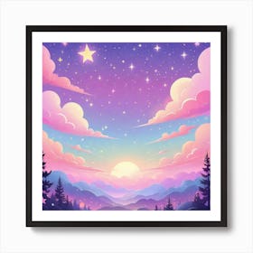 Sky With Twinkling Stars In Pastel Colors Square Composition 110 Art Print