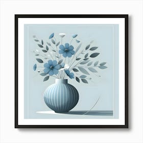 Blue Flowers In A Vase Art Print