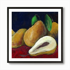 Pears - painting still life food kitchen square Anton Maliar Art Print