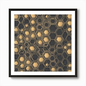 Abstract Gold Hexagonal Pattern Art Print