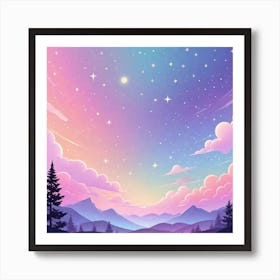 Sky With Twinkling Stars In Pastel Colors Square Composition 82 Art Print