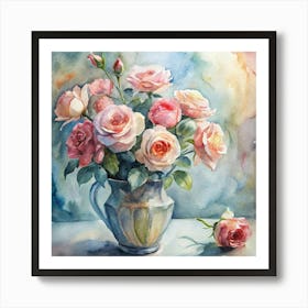 Roses In A Vase 5 Art Print