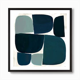 Blue Pebbles Abstract Square Composition Art Print