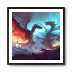 Dragons Fighting 4 Art Print