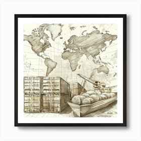 Sketch Of A World Map Art Print