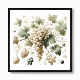 White Grapes and Vine 3 Art Print