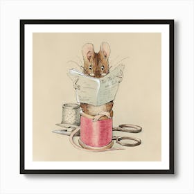 Mouse Reading A Book Art Print