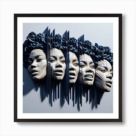Five Women'S Heads Art Print