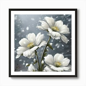 Snowy White Flowers Art Print