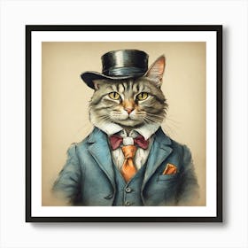 Cat In A Top Hat Art Print