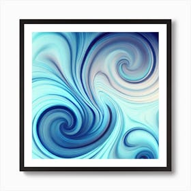 Abstract Blue Swirls Art Print