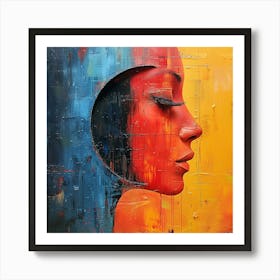 Portrait Of A Woman with red face - abstract art, abstract painting  city wall art, colorful wall art, home decor, minimal art, modern wall art, wall art, wall decoration, wall print colourful wall art, decor wall art, digital art, digital art download, interior wall art, downloadable art, eclectic wall, fantasy wall art, home decoration, home decor wall, printable art, printable wall art, wall art prints, artistic expression, contemporary, modern art print, Art Print