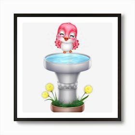 Water Fountain Bird Bath Clothes Forn Girls Cute Youth Art Print