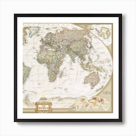 World Map Illustration Country Texture Cartography Travel Art Print