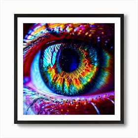 Rainbow Eye Human Close Up Pupil Iris Vision Gaze Look Stare Sight Close Macro Detailed (2) Art Print