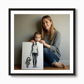 Portrait Of A Mother And Daughter Art Print