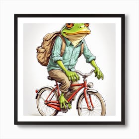 Frog Riding A Bike Art Print