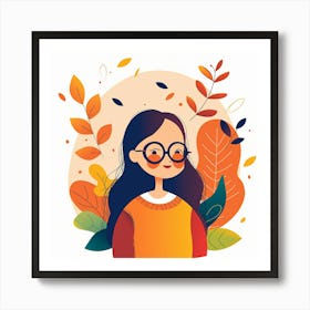 Autumn Girl With Glasses Art Print