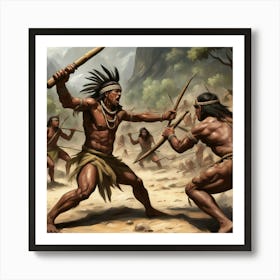 Native American Warriors Fighting Art Print