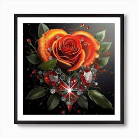 Heart and beautiful red rose 17 Art Print