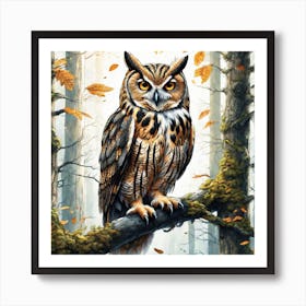 Owl In The Forest 182 Art Print