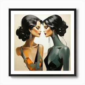 Women's Silhouettes, Deco Art 1 Art Print