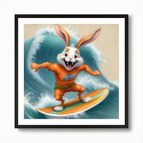 Bunny Surfboard 11 Art Print