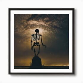 Skeleton In The Night Sky Art Print