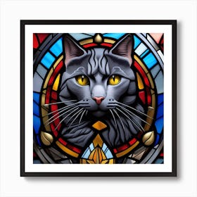 Cat, Pop Art 3D stained glass cat Barcelona limited edition 29/60 Art Print