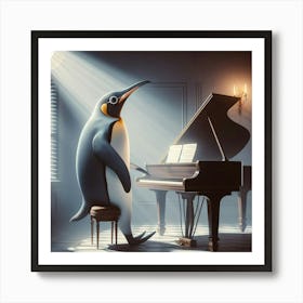 Penguin At The Piano Art Print