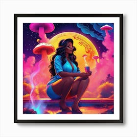 Sexy Woman With Mushrooms Art Print