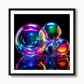 Glow Shapes Neon Bright Color 3d Fluid Bubbles Luminous Vibrant Vivid Radiant Flowing G (6) Art Print