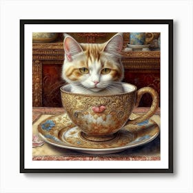 Cat In A Teacup Art Print