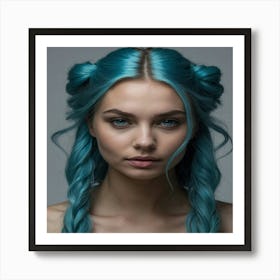 Blue Haired Girl Art Print