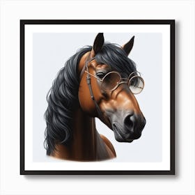 Horse With Glasses 4 Art Print