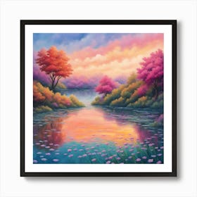 Sunset By The Lake 5 Art Print