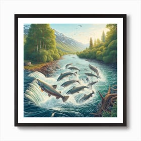 Salmon Sunny V4 Art Print