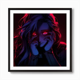 Anime Girl With Red Eyes Art Print