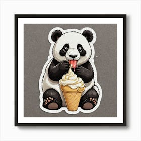 Sticker Of A Panda Eating Ice Cream 3224904372 Art Print