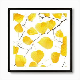 Seamless Pattern Of Golden Aspen Tree Leaves Art Print