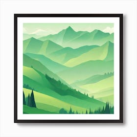 Misty mountains background in green tone 7 Art Print