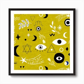 Cosmic Charm Dark Goldenrod Square Art Print