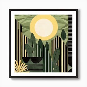 Sun And The City Abstract Sage Green Plants Art Print