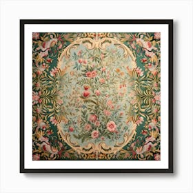 Floral Mid-Century Rug Tapestry Art Print