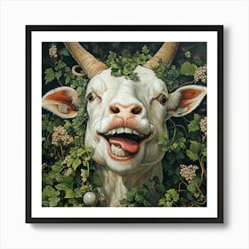 The Crazy Goat With Grapes Art Print