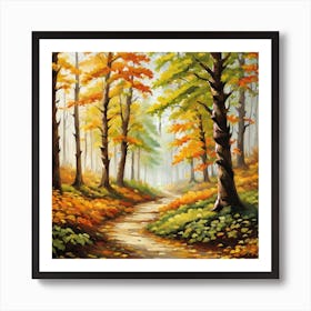 Forest In Autumn In Minimalist Style Square Composition 202 Art Print