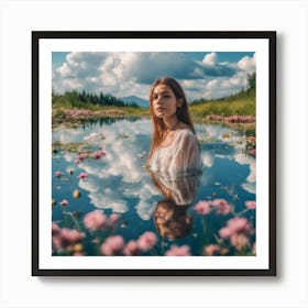 Girl In The Water Art Print