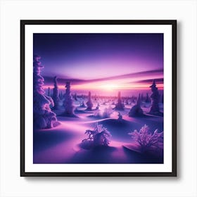 Purple Snowy Landscape Art Print