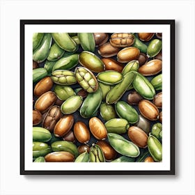 Watercolor Pattern Of Pistachios Art Print